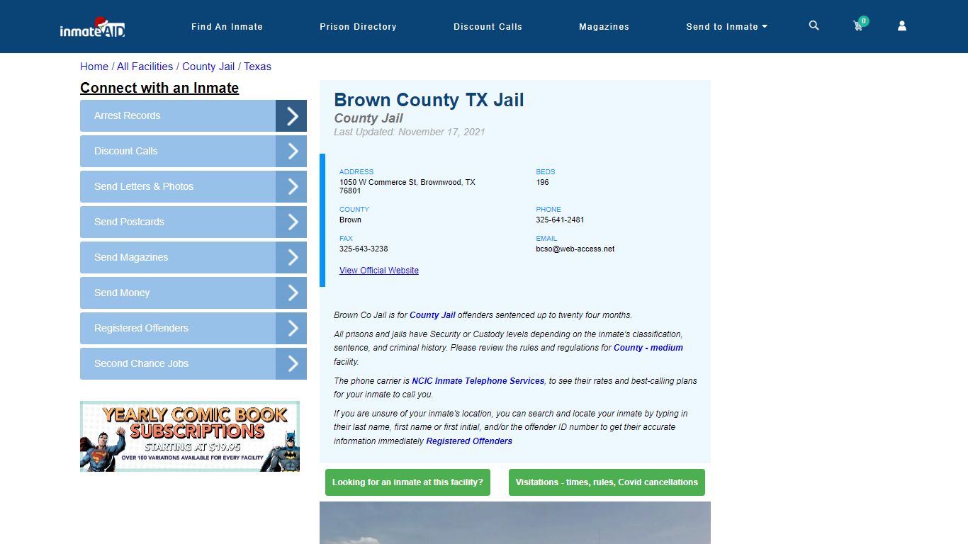 Brown County TX Jail - Inmate Locator - Brownwood, TX