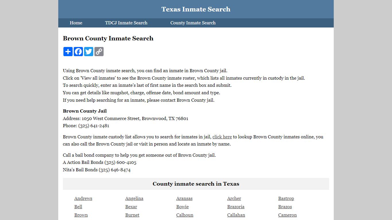 Brown County Inmate Search